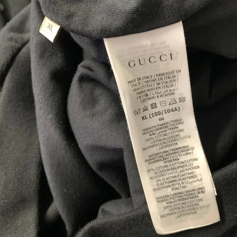 GUCCI Size XL Black Studded Cotton Hooded Sweatshirt